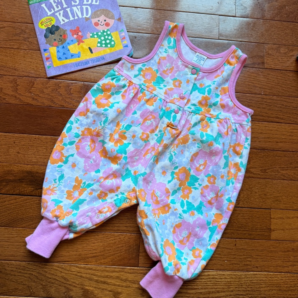 Vintage Floral Sweatshirt Romper, 6-9m